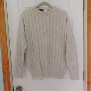 Vintage 90s Mens cable Knit Sweater Fishermen Ivory Northern Reflections Small
